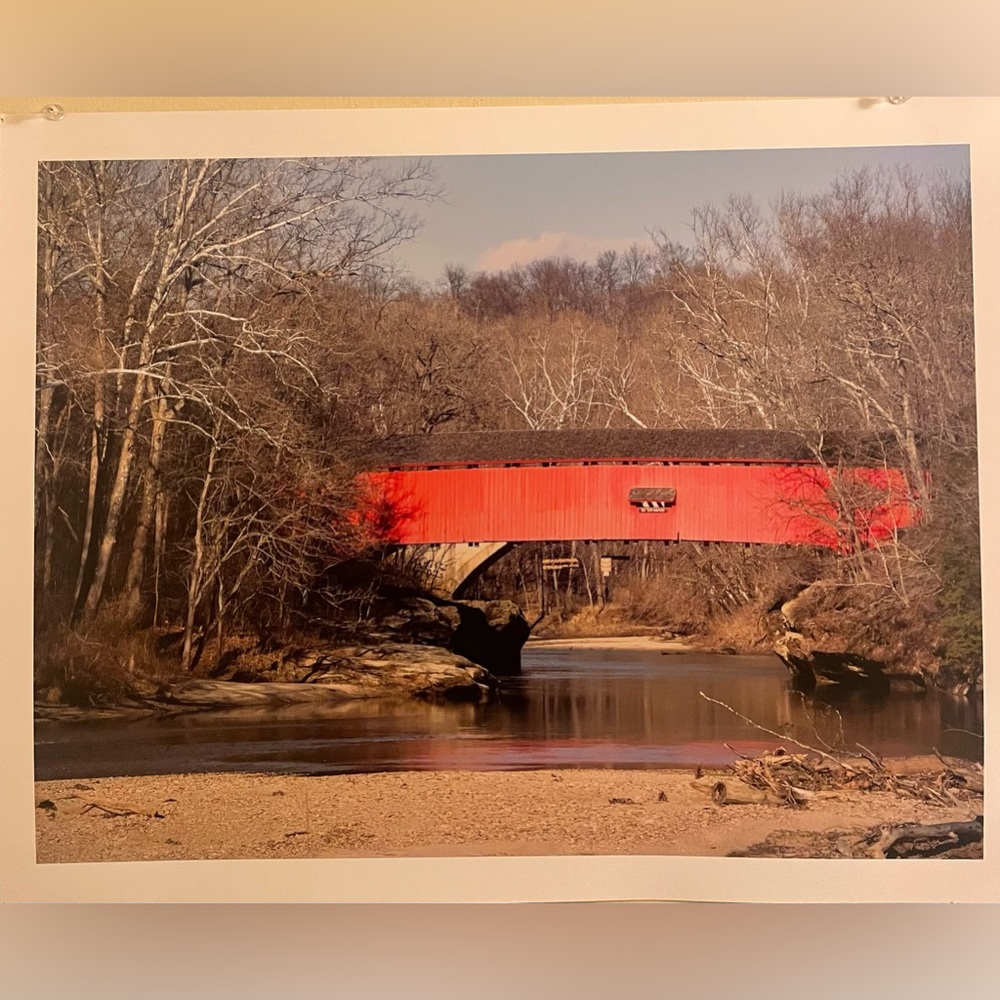 Unframed original photography print, covered bridge, 17"x22"